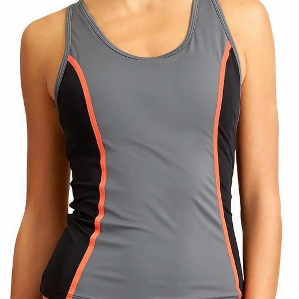 Athleta Welded Tankini Top Shadow Grey Size Small Swimwear Removable Pads